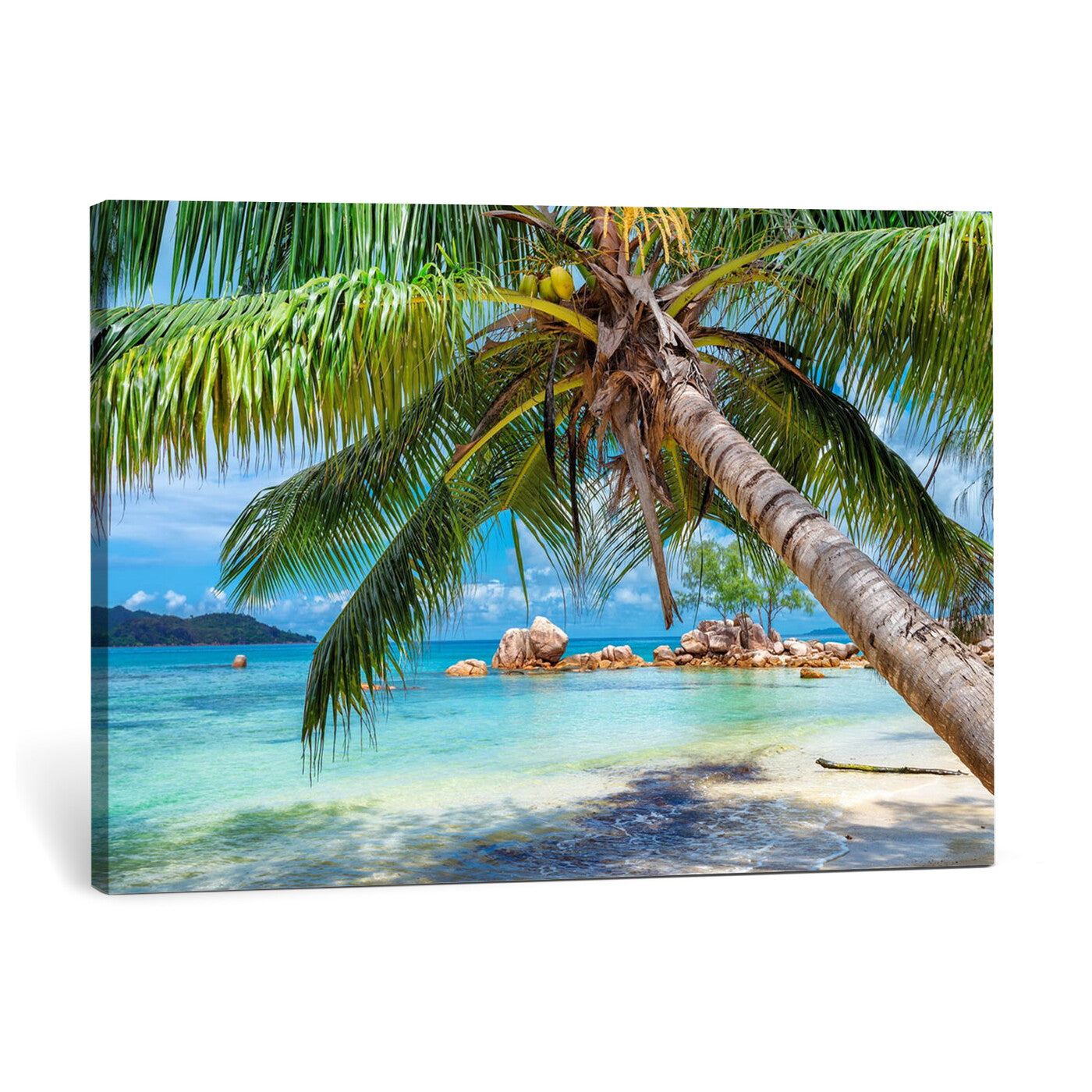 86824715-MGV-CV-36X24 - Seychelles Beach Canvas Wall Art - Anse Volbert Praslin Island Print