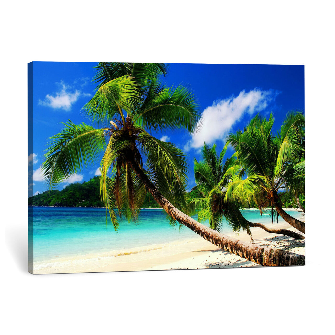 67049818-MGV-CV-36X24 - Tropical Island Coconut Palm Trees Wall Art Canvas Print - Turquoise Beach Print for Lake Home Decor