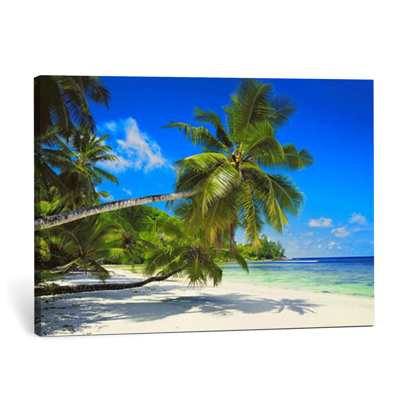 20475280-MGV-CV-36X24 - Tropical Island Coconut Palm Trees Wall Art Canvas Print - Turquoise Beach Print for Nautical Home Decor