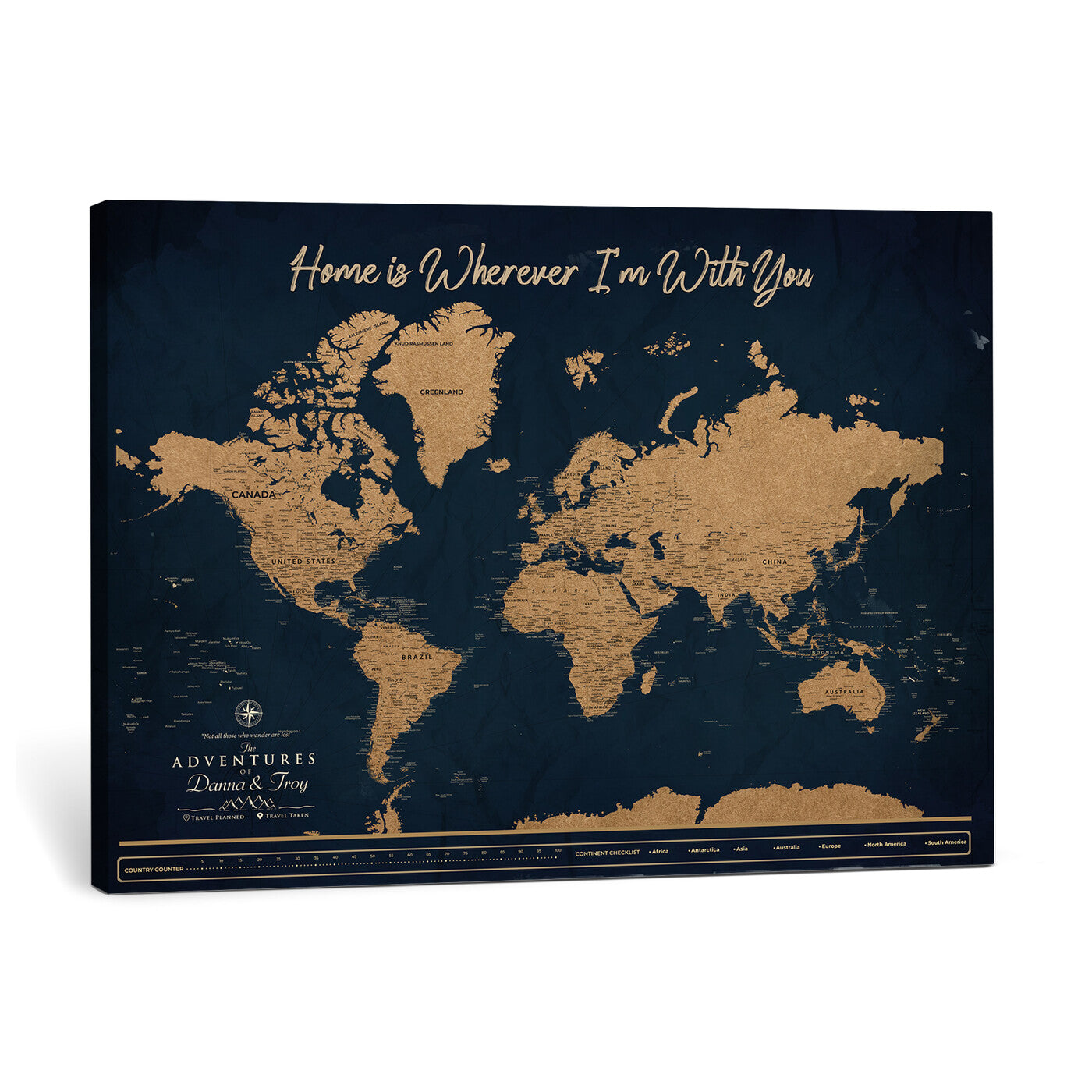 45598170-MGV-CV-36X24 - Custom Push Pin World Map Canvas Print – Personalized Travel Map Wall Art