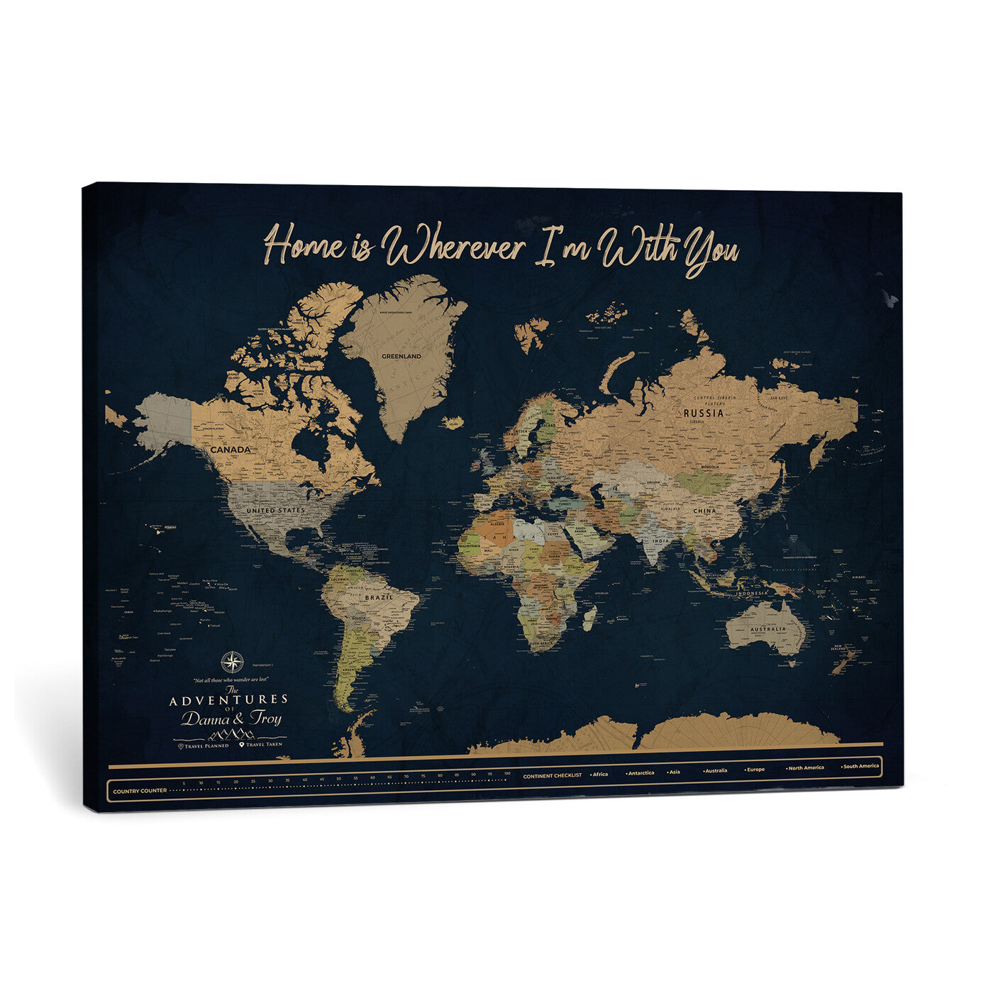 14276407-MGV-CV-36X24 - Custom Push Pin World Map Canvas Print – Personalized Travel Map Wall Art