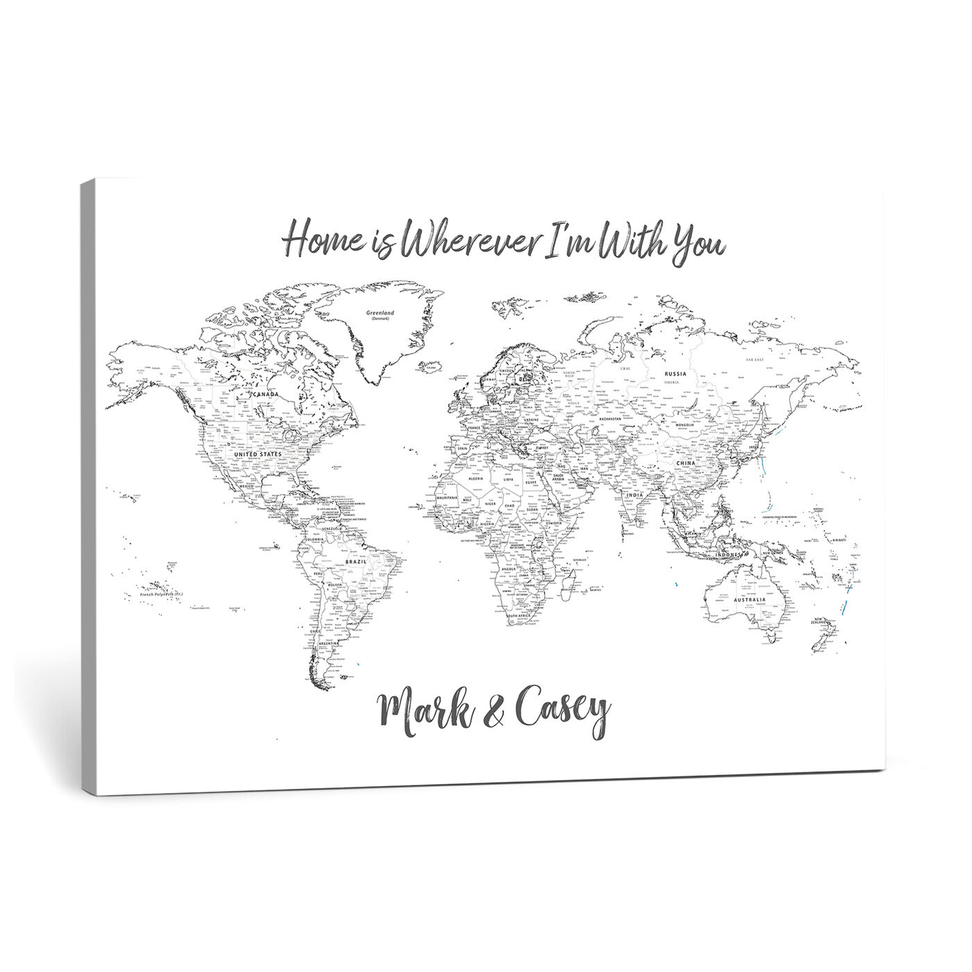 84721465-MGV-CV-36X24 - Custom Push Pin World Map Canvas Print – Personalized Travel Map Wall Art