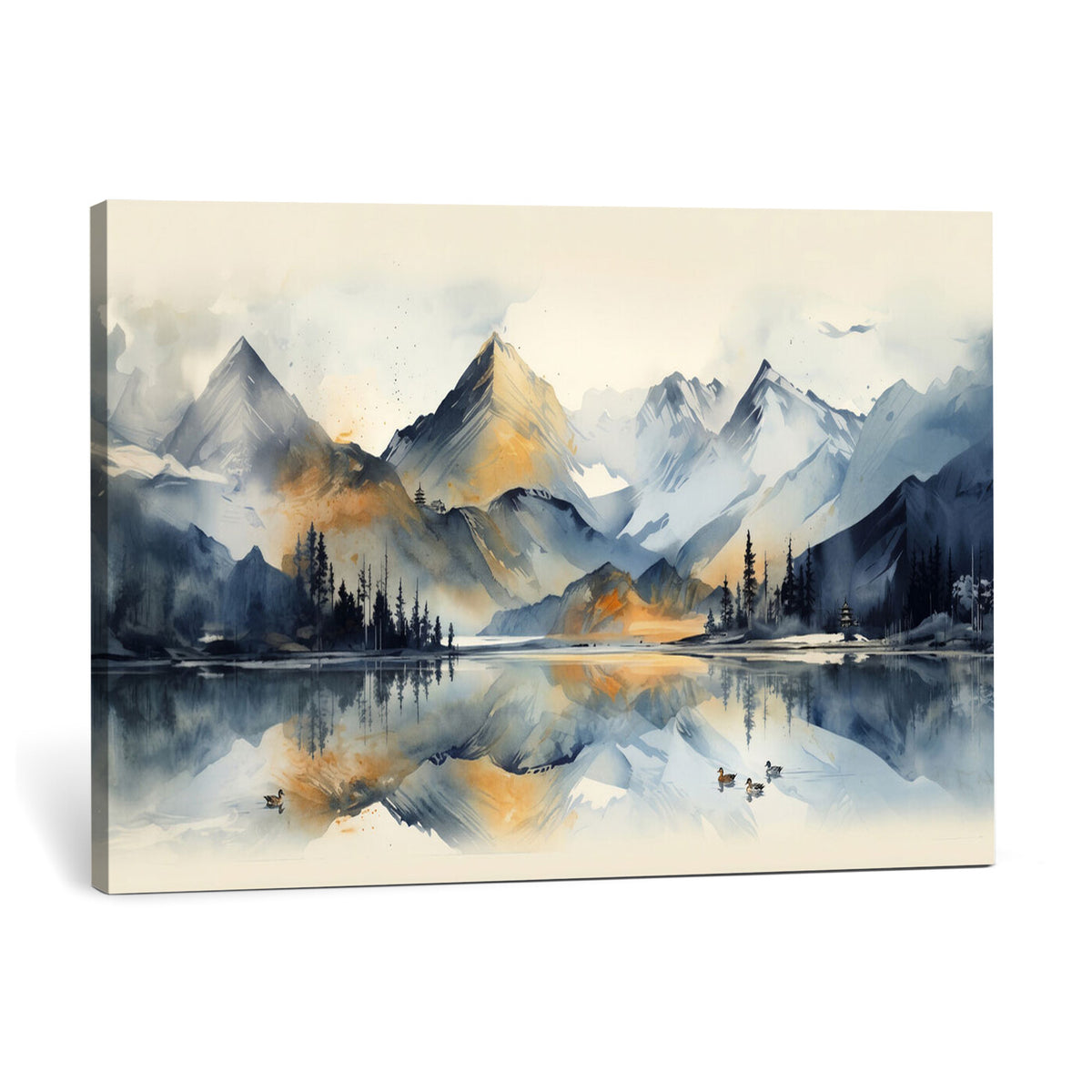 10196184T-MGV-CV-36X24 - Abstract Lake Mountain Wall Art Canvas Print