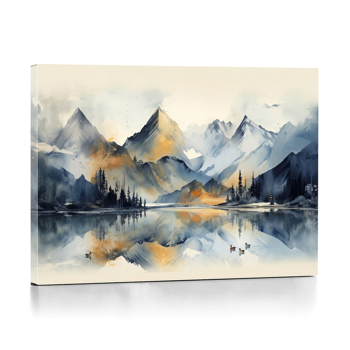 10196184T-MGV-CV-36X24 - Lake Abstract Mountain Wall Art Canvas Print