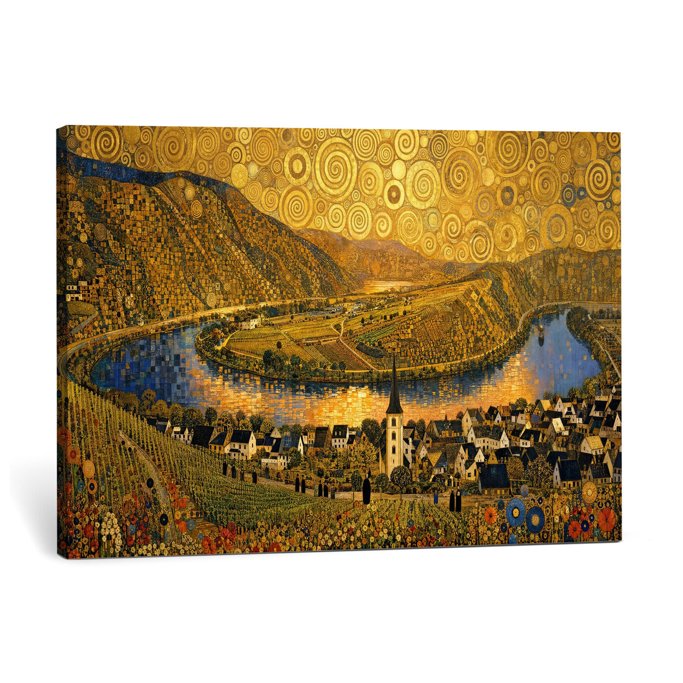 33713008-MGV-CV-36X24 - Gustav Klimt Style Mosel City Wall Art Canvas Print