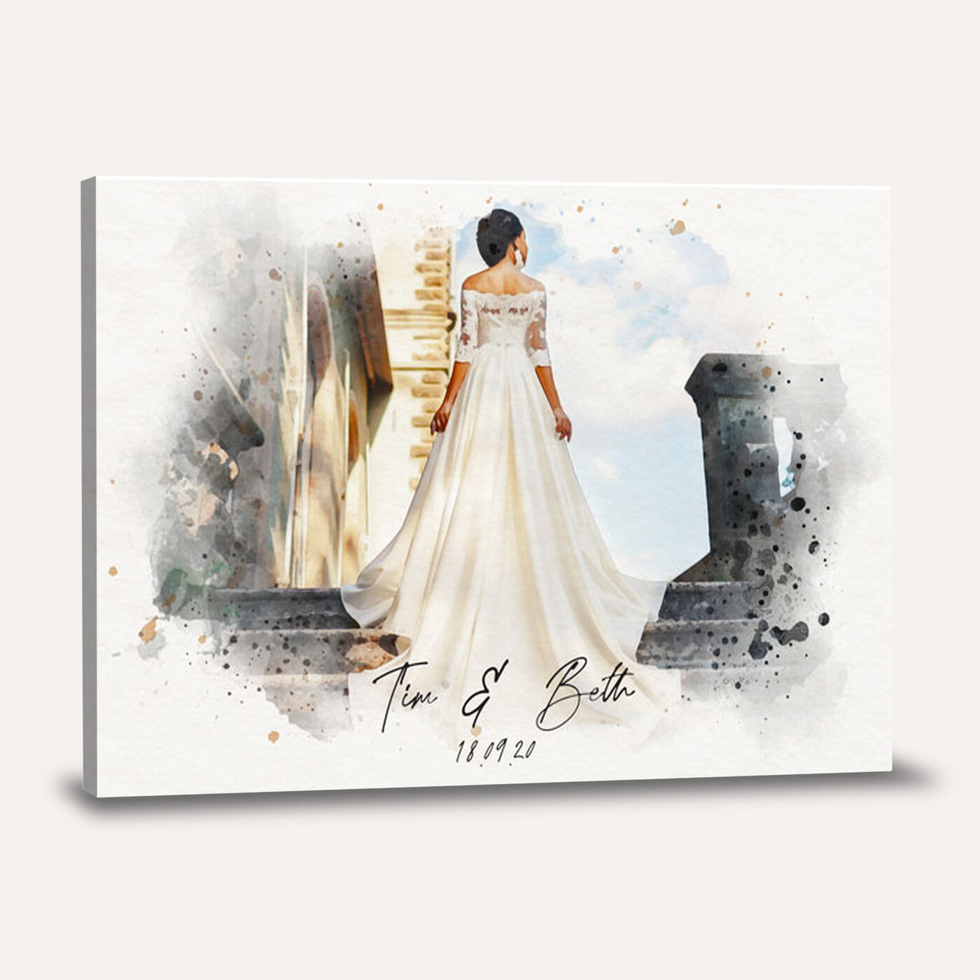 22778251-MGV-CV-36X24 - Watercolor Couple Portrait from Photo, Custom Wedding Anniversary Gift for Wife Husband Parents, Engagement Gift for Friend, Custom Gift