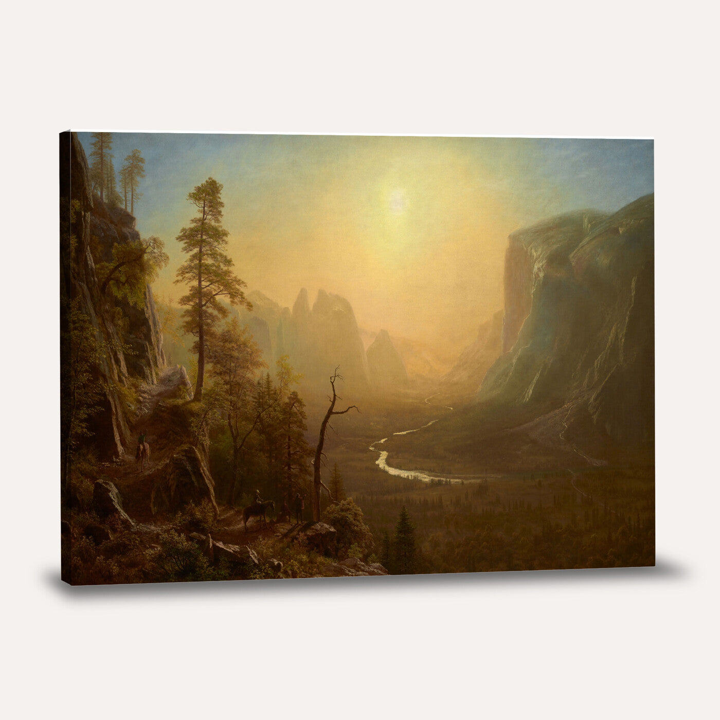 32350988-MGV-CV-36X24 - Albert Bierstadt Among the Sierra Nevada California Yosemite Wall Art Canvas Print, Classic Fine Art Painting Print