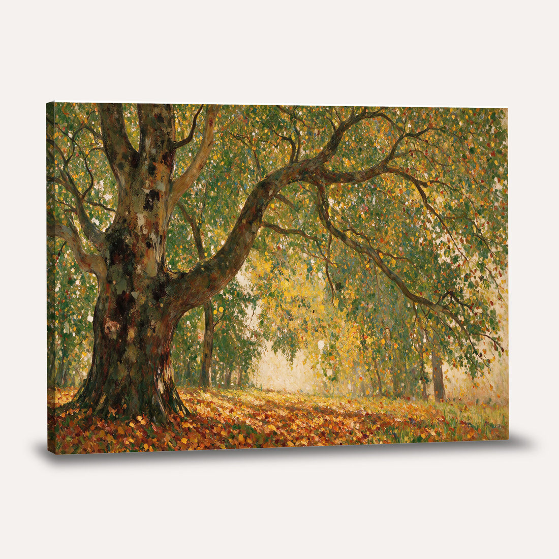 Claude Monet Style The Bodmer Oak Fontainebleau Forest Wall Art Canvas Print, Autumn Landscape