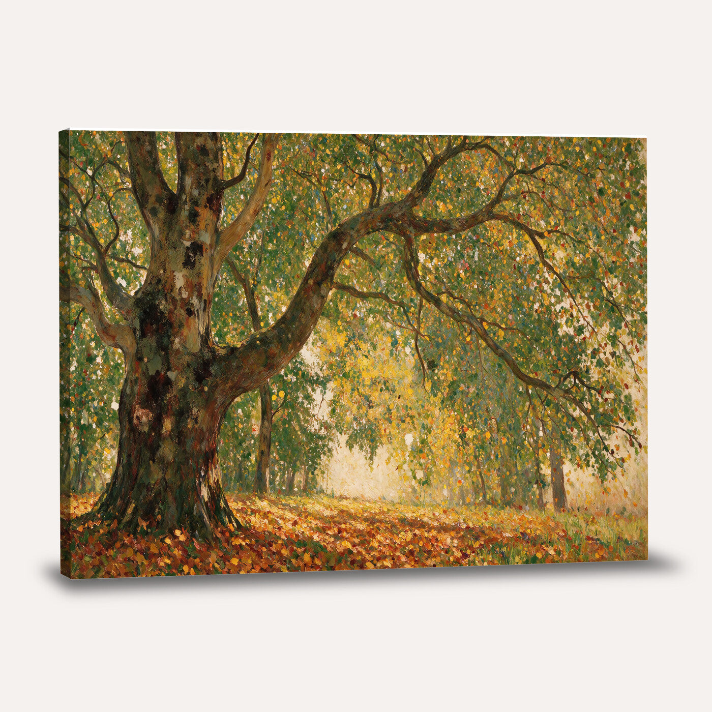 52555601-MGV-CV-36X24 - Claude Monet Style The Bodmer Oak Fontainebleau Forest Wall Art Canvas Print, Autumn Landscape Painting Print