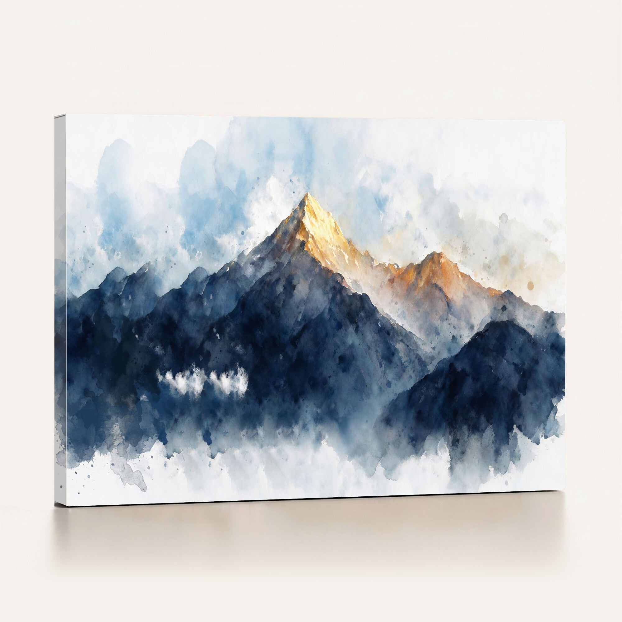62076449DG1-MGV-CV-36X24 - Abstract Watercolor Mountain Lake Wall Art Print for Living Room Decor