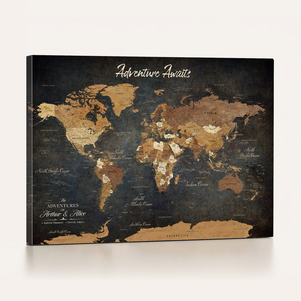 195425676576-MGV-CV-36X24 - Custom Push Pin World Map Canvas PRINT | Personalized Travel Tracker | Wedding Anniversary Gift