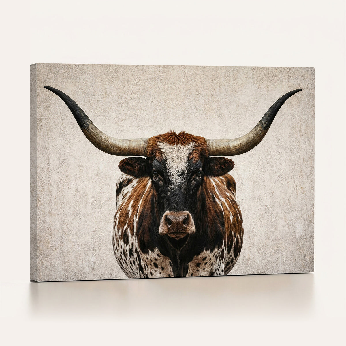 58622065-MGV-CV-36X24 - Texas Longhorn Canvas Wall Art Western Bull Desert Moody Grey Overcast Rustic Farmhouse Framed Large for Living Room Bedroom Office Decor