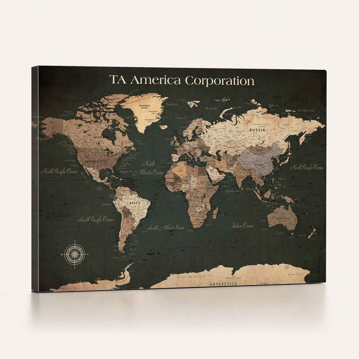 55857205-MGV-CV-36X24 - Extra Large Framed Personalize Push Pin World Map Wall Art Canvas Print for Travel Tracking