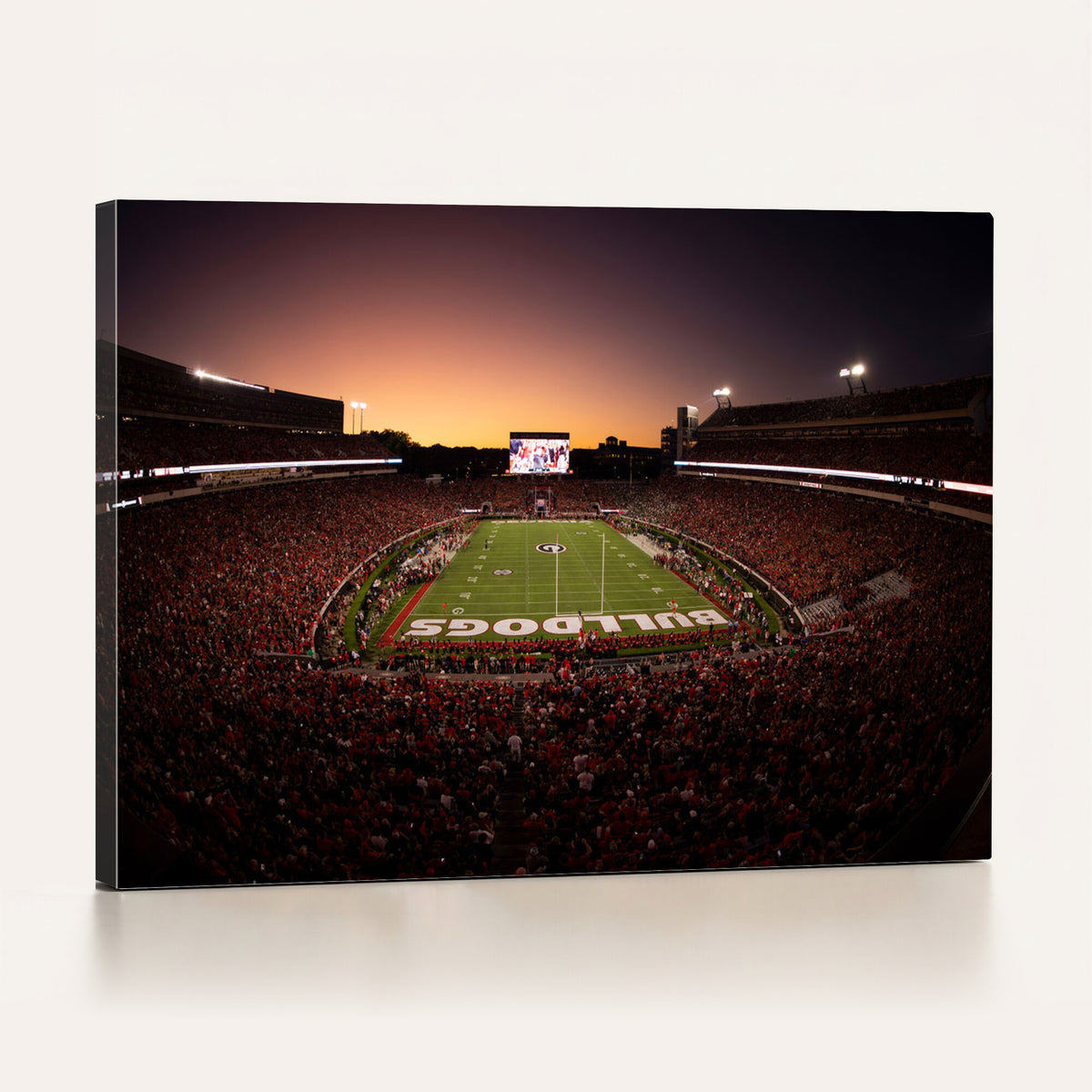 97720998-_Poster-30x20 - Georgia Bulldogs Stadium Sunset Canvas Print 3 Piece Framed Wall Art Extra Large Floating Frame Sports Poster Made in USA