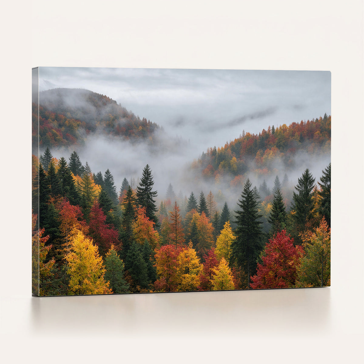 47877083-_Poster-30x20 - Fall Forest Misty Mountain Canvas Print Smoky Mountain Landscape Wall Art Autumn Trees Nature Poster Printing