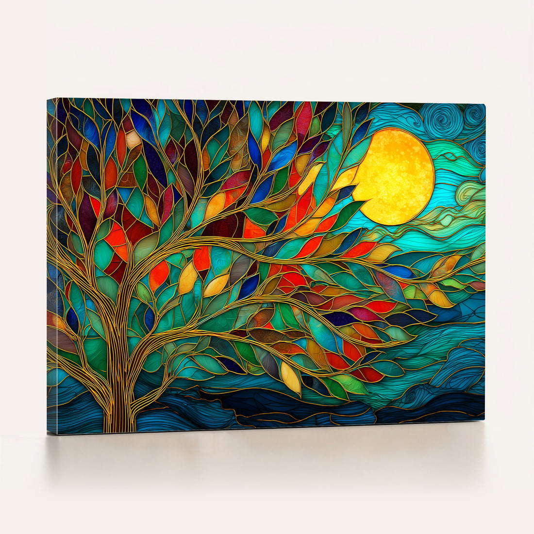 Stained Glass Tree Of Life Wall Art - Vibrant Mosaic Nature Home Decor