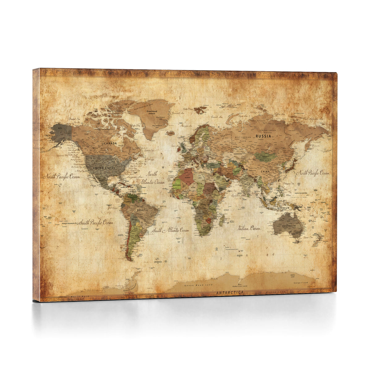 26621467D-MGV-CV-36X24 - Custom Push Pin World Map Wall Art Canvas Print – Personalized Travel Tracker with Pins Framed Large for Home and Office Decor