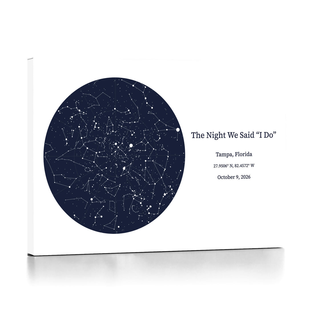 Custom Star Map Canvas Print – Personalized Night Sky Wall Art by Date and Location