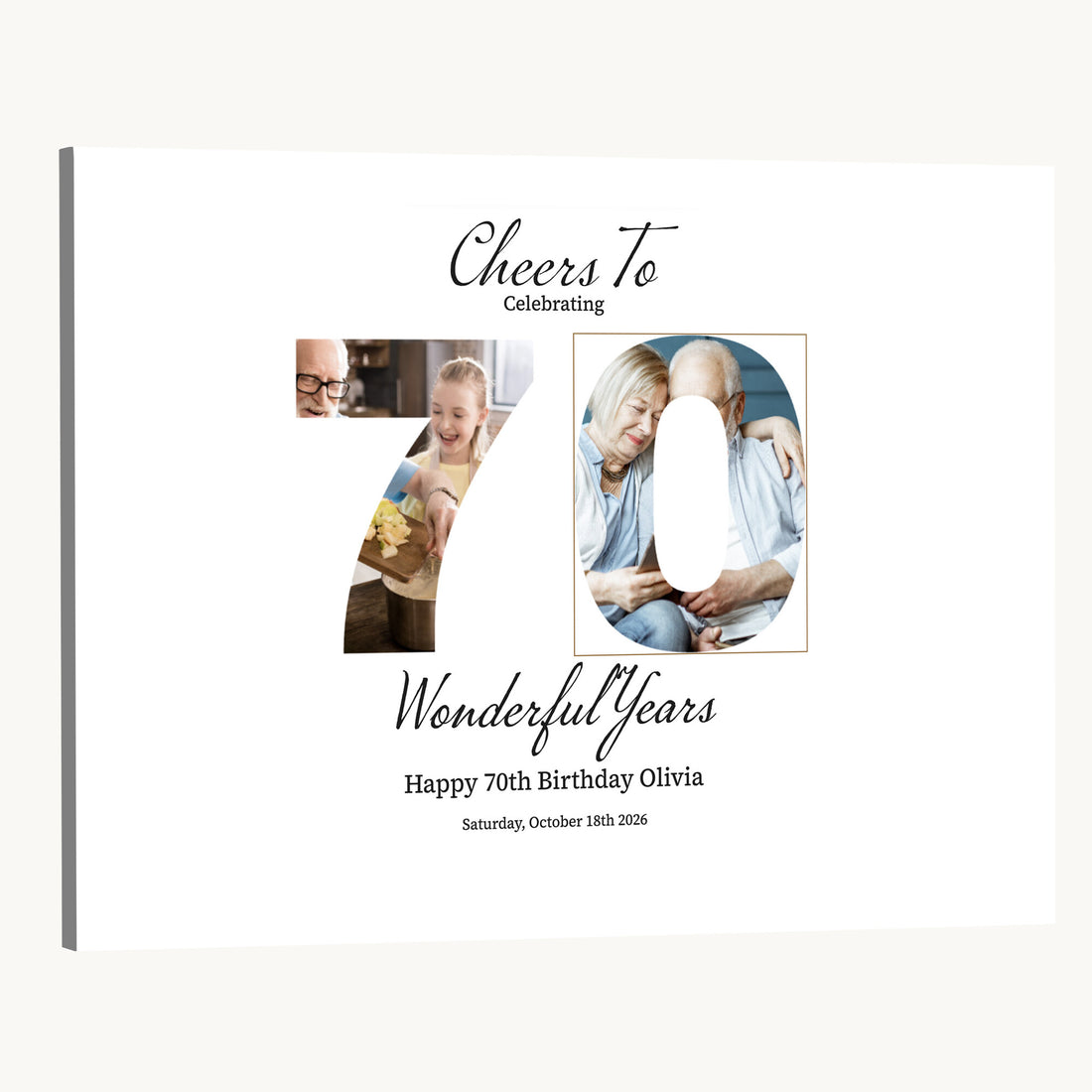 Number with Photo Canvas Print, Personalized Birthday Number Wall Art