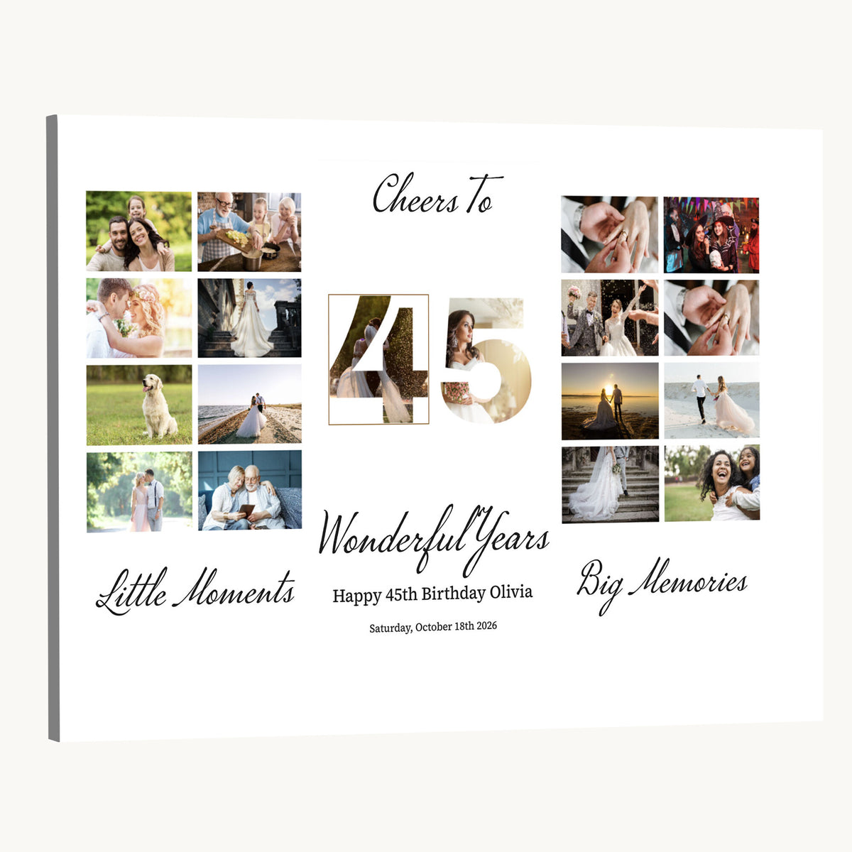 CSTM914CLJ-MGV-CV-36X24 - Moments and Memories Canvas Print – Personalized Birthday Photo Grid Wall Art