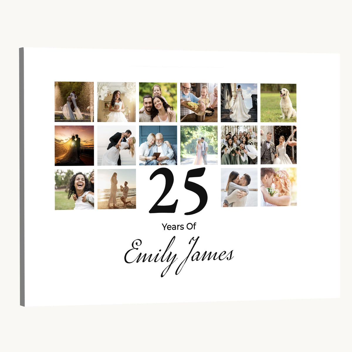 CSTM914ANID-MGV-CV-36X24 - Photo Grid with Number Canvas Print – Personalized Birthday or Anniversary Photo Collage