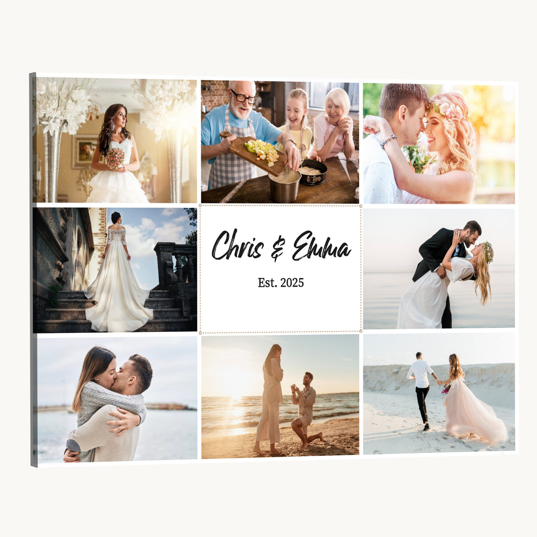 Custom Framed Photo Canvas, Personalized Family Picture Collage Print