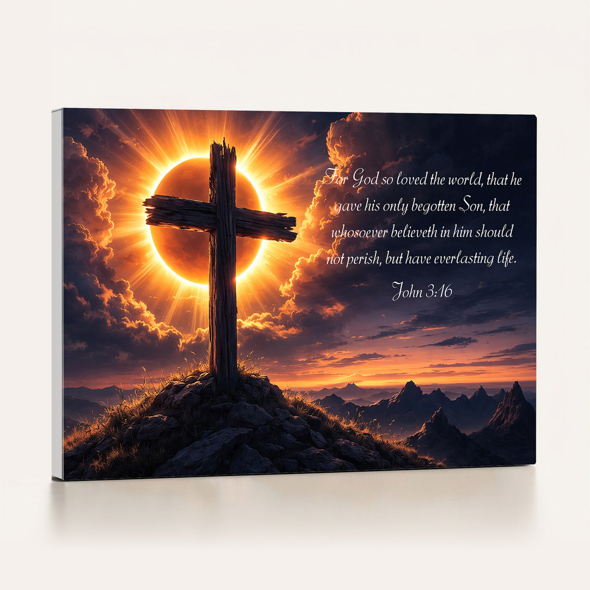 Custom Bible Verse Cross Canvas, Personalized Christian Wall Art