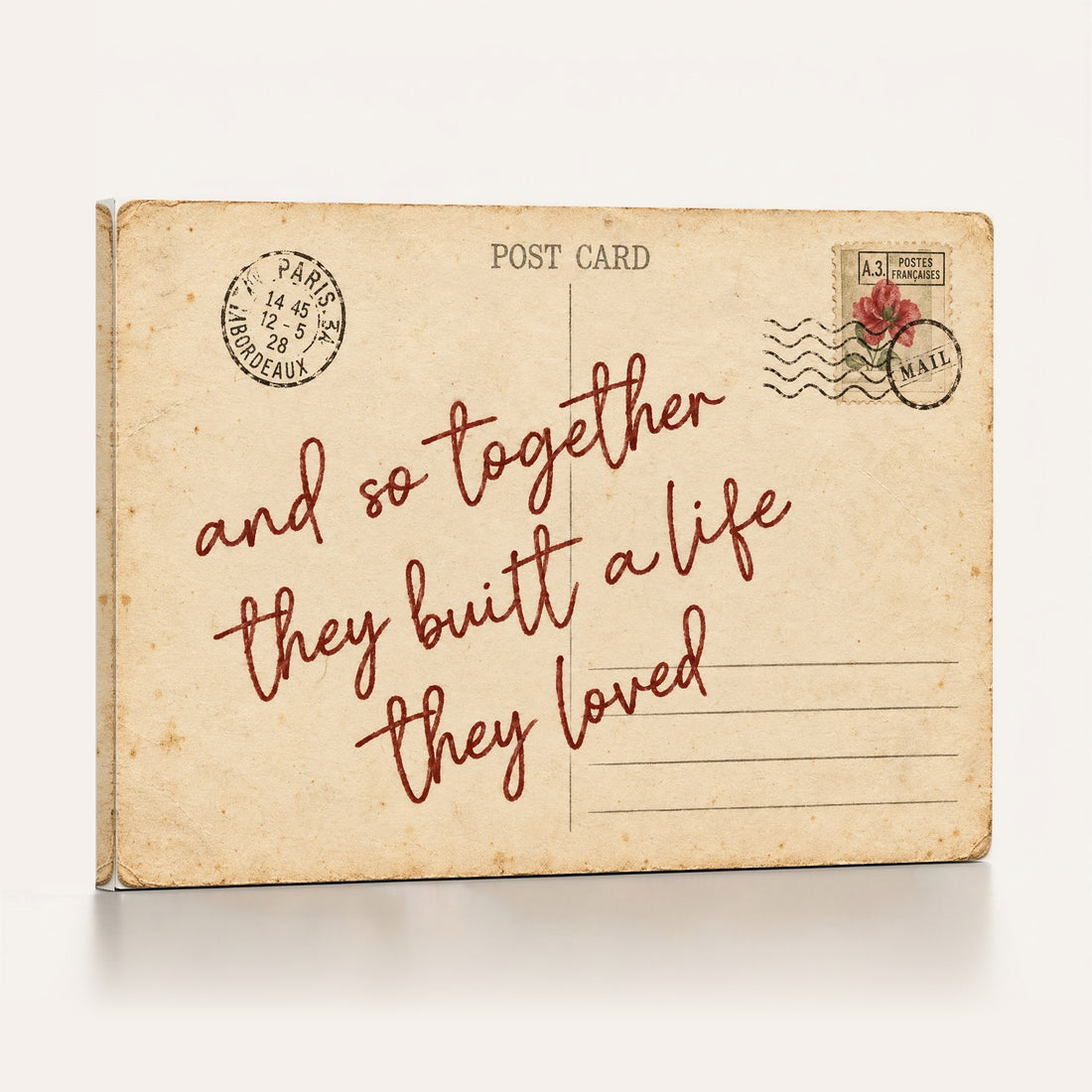 Personalized Vintage Postcard Canvas, Custom Love Note Wall Art