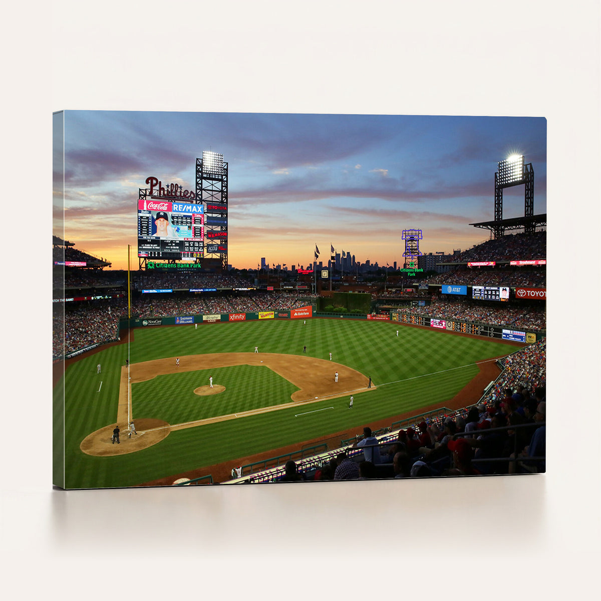 13778-MGV-CV-36X24 - Citizens Bank Park Philadelphia Phillies Wall Art Canvas | 3-Panel Canvas Print of Phillies Stadium