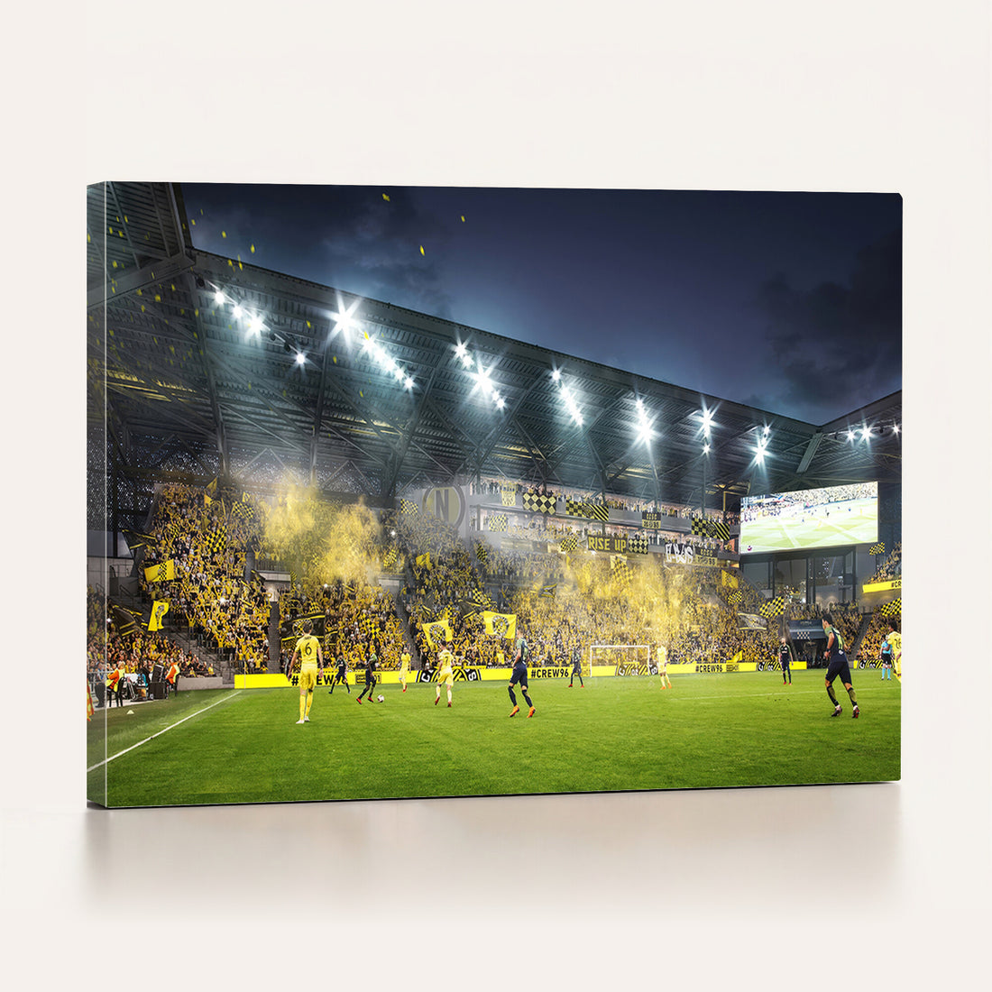 Columbus Crew Stadium Match Triple Canvas Wall Art, Dynamic MLS Game Scene