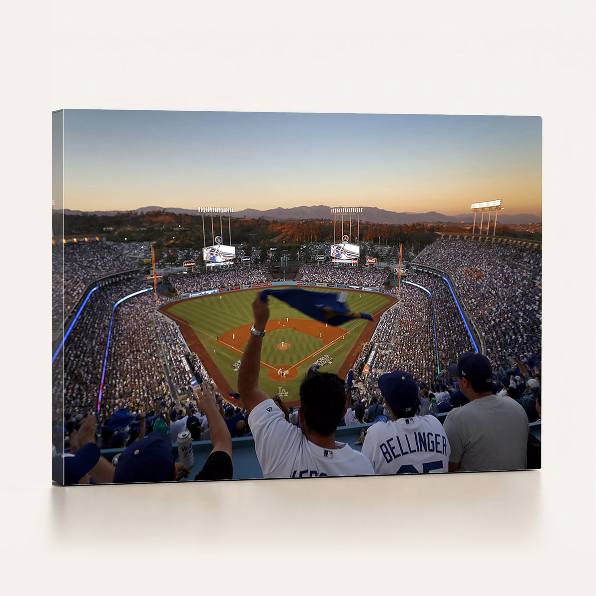 60162-MGV-CV-36X24 - Dodger Stadium Sunset Game Triple Canvas Wall Art, Los Angeles Dodgers MLB Match