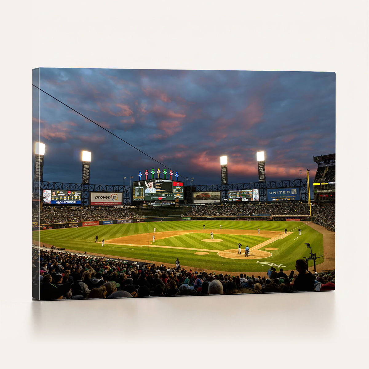 96063-MGV-CV-36X24 - Chicago White Sox Baseball Team Print Canvas, Guaranteed Rate Field, Framed and Ready to Hang