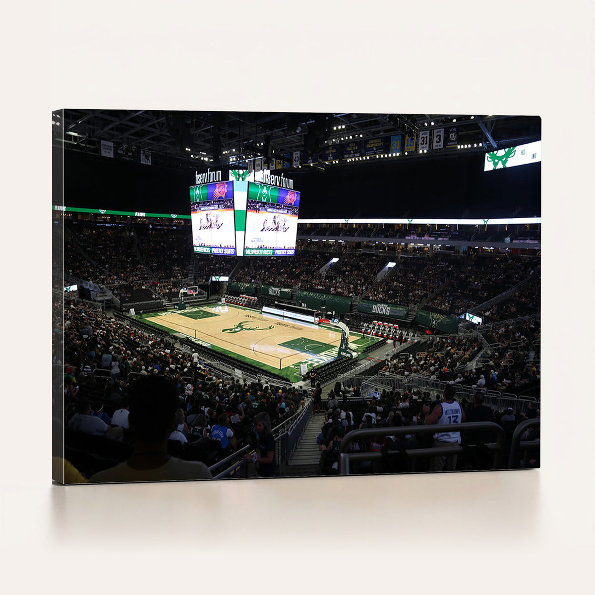 69882-MGV-CV-36X24 - Milwaukee Bucks Basketball Print, Fiserv Forum Stadium Wall Art