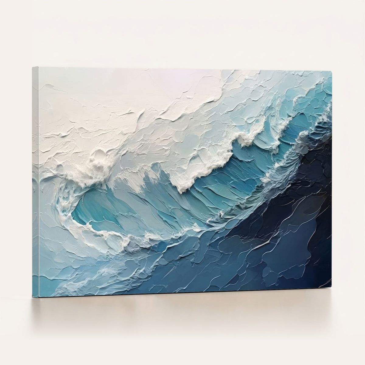 23887-_Poster-30x20 - Blue Abstract Wave Ocean Wall Art Canvas Print, Modern Coastal Seascape