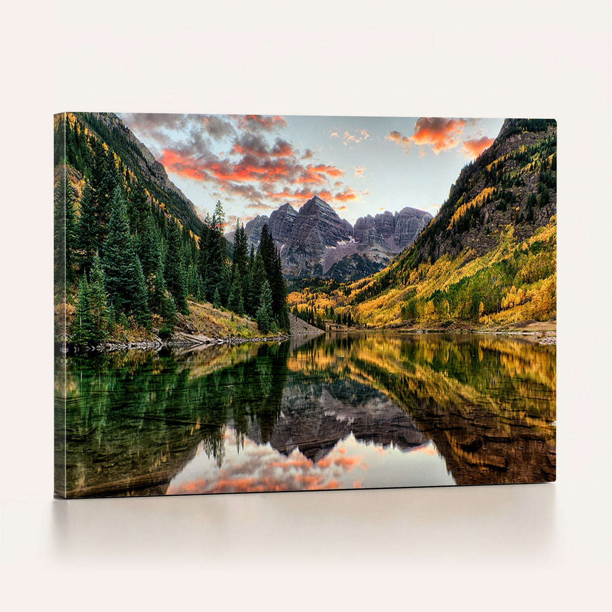 14376-MGV-CV-24X16 - Maroon Bells Wall Art, Scenic Colorado Canvas Print | Extra Large 3 Piece Canvas Wall Art