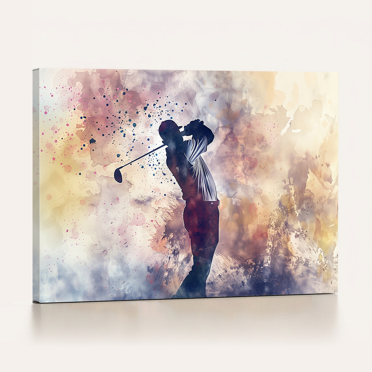 10848-MGV-CV-36X24 - Abstract Watercolor Golf Player Wall Art Canvas Print