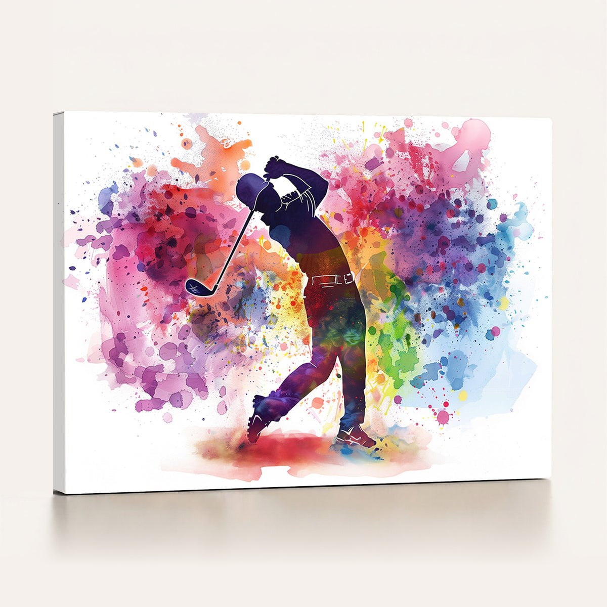 66537-MGV-CV-36X24 - Colorful Golfer Swing Wall Art Canvas Print, Ready to Hang