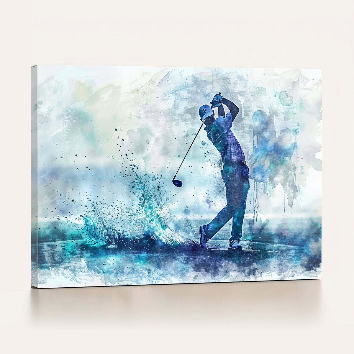 45328-MGV-CV-36X24 - Watercolor Abstract Golf Swing Wall Art Canvas Print