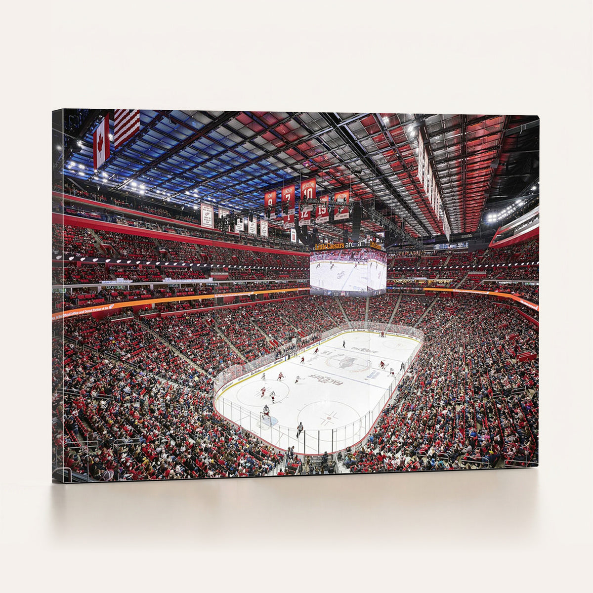 62263-MGV-CV-36X24 - Barton Malow Little Caesars Arena Detroit Wall Art Canvas Print - Detroit Hockey and Basketball