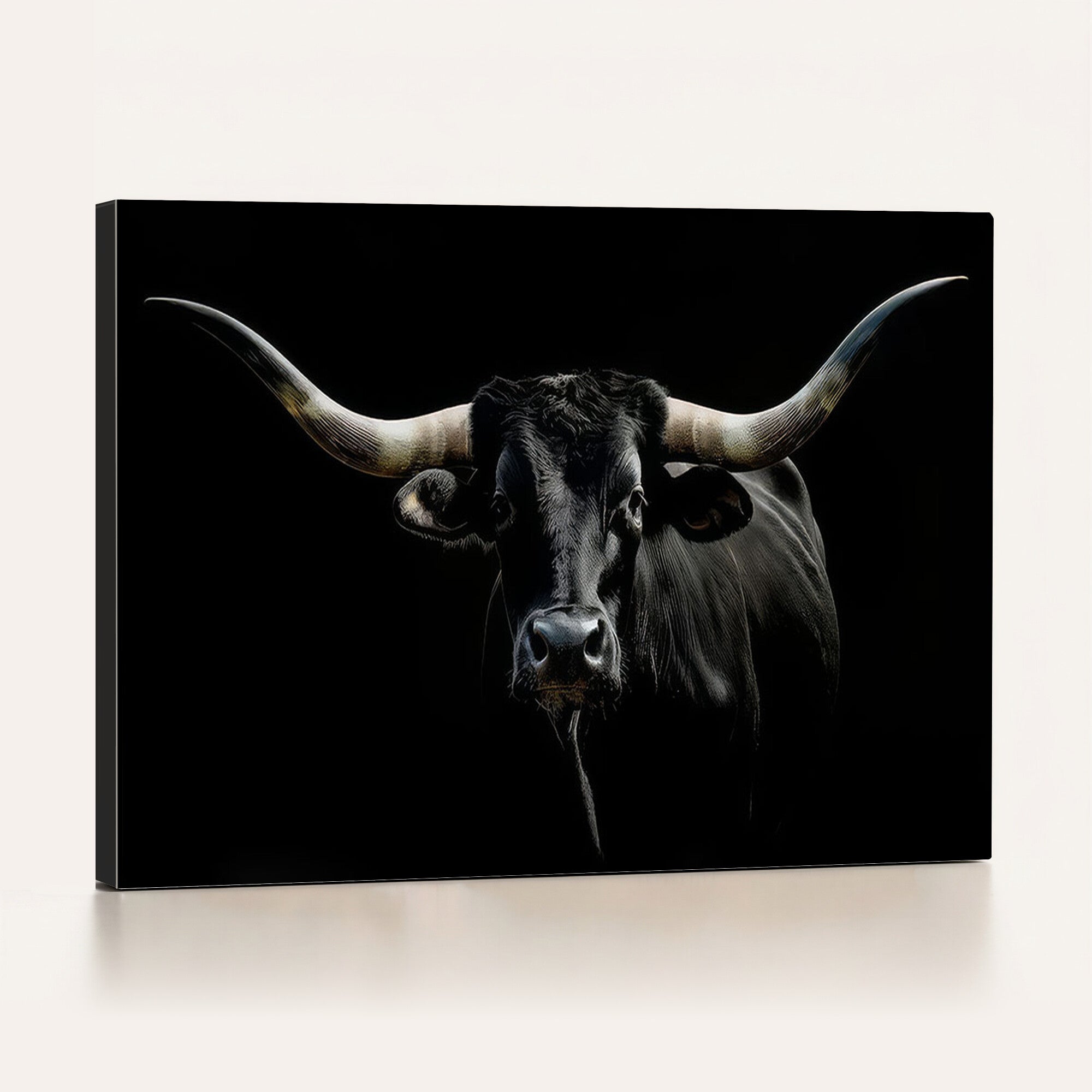37889-MGV-CV-36X24 - Texas Longhorn Canvas Wall Art - Rustic Western Longhorn Bull Print in Brown & Black - Farmhouse Decor for Living Room, Office, or Ranch