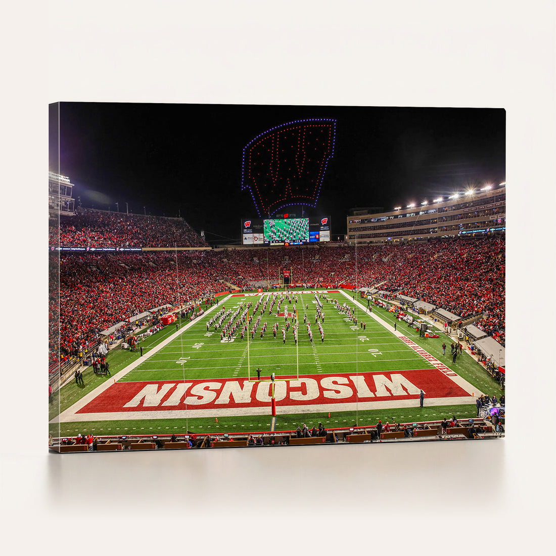 Wisconsin Badgers Football Team Print Canvas, Madison Camp Randall Stadium
