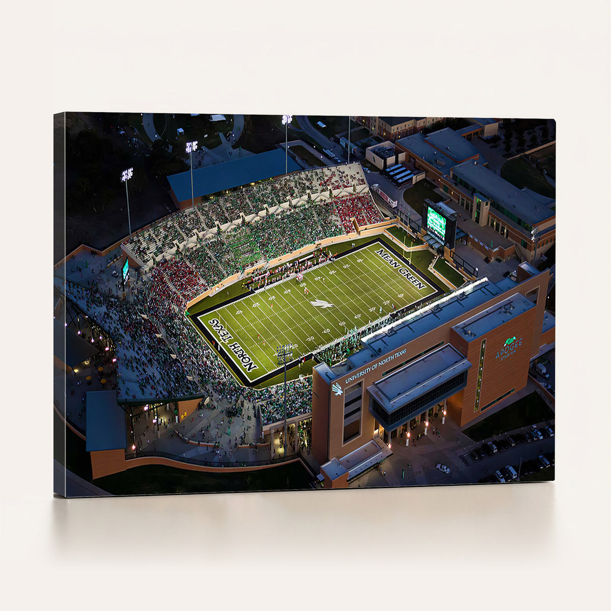 46167-MGV-CV-36X24 - University of North Texas Mean Green Football Artwork, Football Team Print - Denton DATCU Stadium