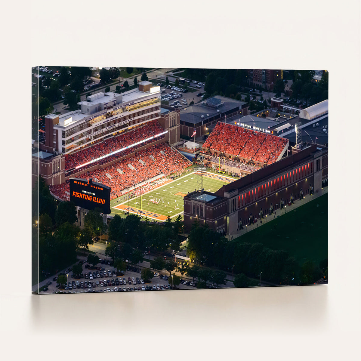 78052-MGV-CV-36X24 - University of Illinois Fighting Illini Football Team Print - Champaign Illinois Memorial Stadium