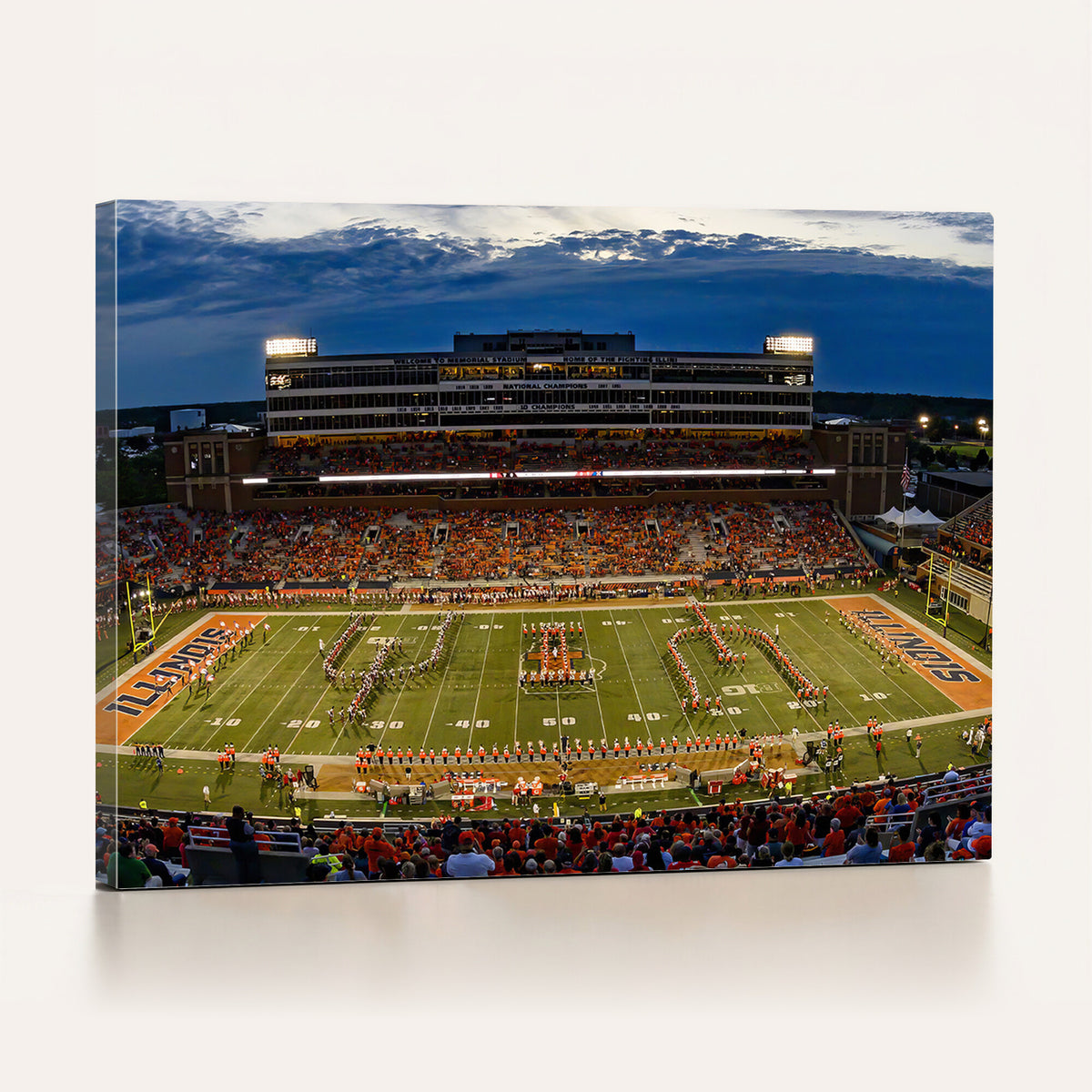 44513-MGV-CV-36X24 - University of Illinois Fighting Illini Football Team Print - Champaign Illinois Memorial Stadium