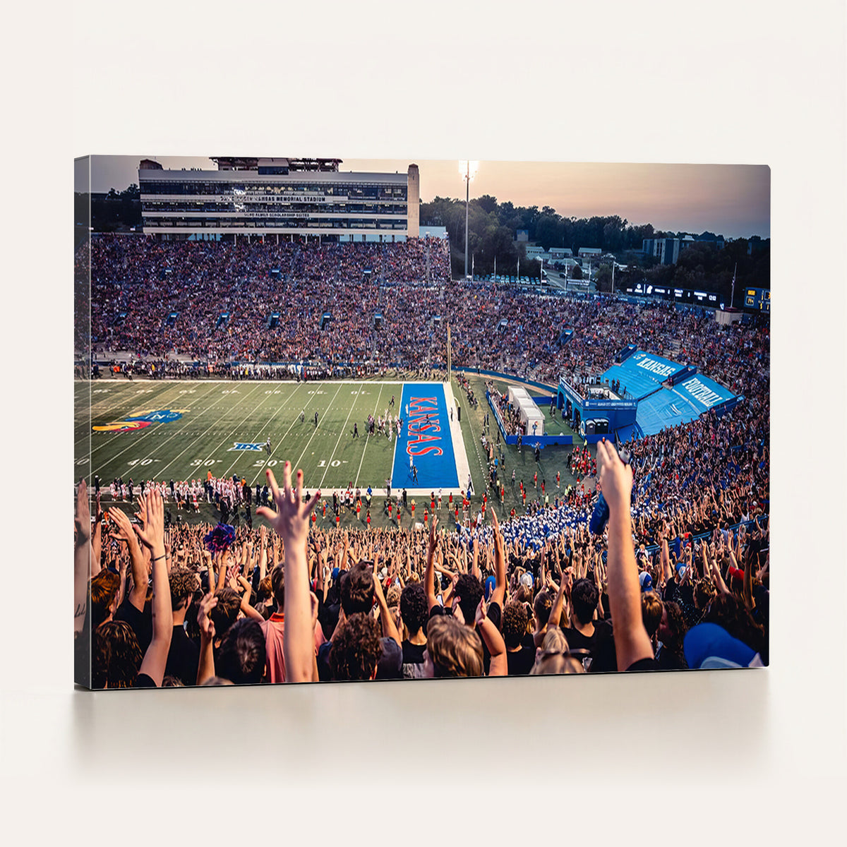 40169-MGV-CV-36X24 - University of Kansas Jayhawks Football Team Art Print - Lawrence Kansas Memorial Stadium Wall Art