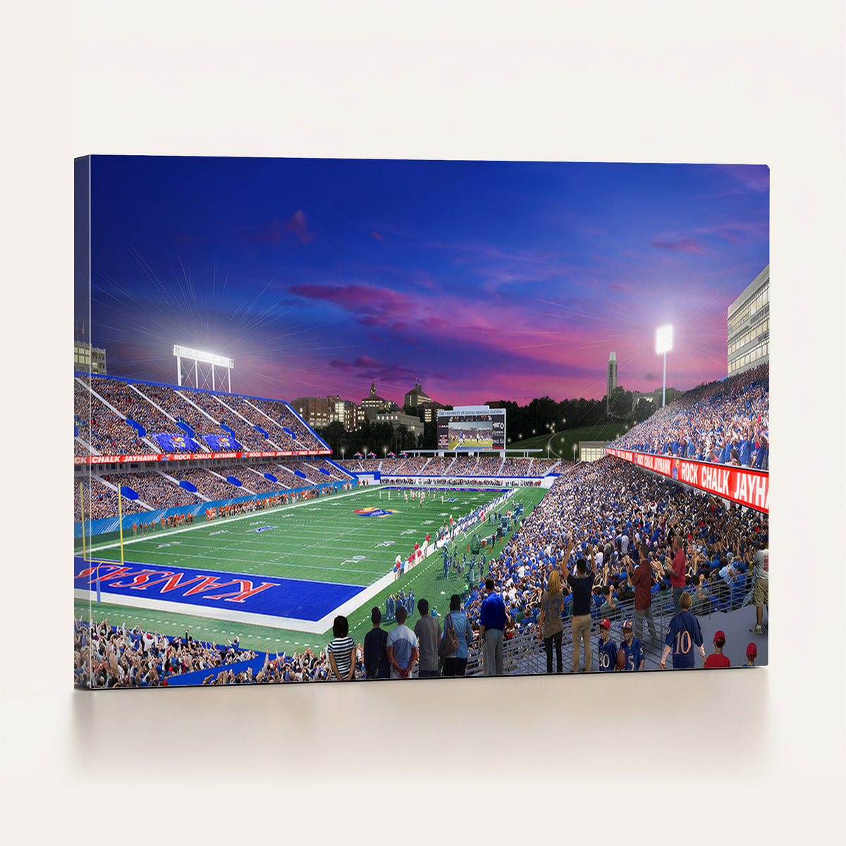 15407-MGV-CV-36X24 - University of Kansas Jayhawks Football Team Print Canvas- Lawrence Kansas Memorial Stadium Wall Art