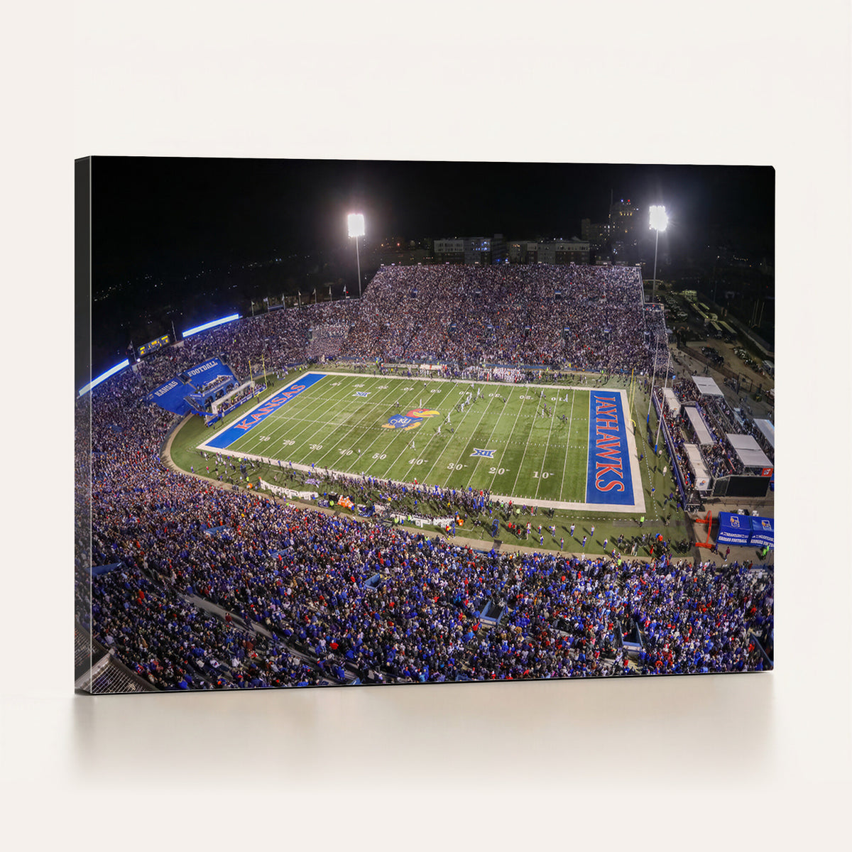69760-MGV-CV-36X24 - University of Kansas Jayhawks Football Team Print - Lawrence Kansas Memorial Stadium Wall Art Canvas