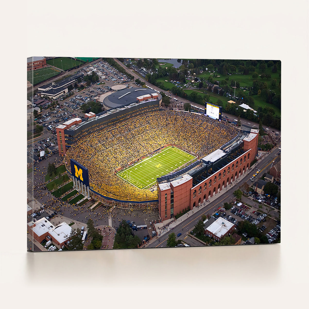 95248-PAN-FL-20X10 - University of Michigan Wolverines Football Team Print - Ann Arbor Michigan Stadium Wall Art Canvas