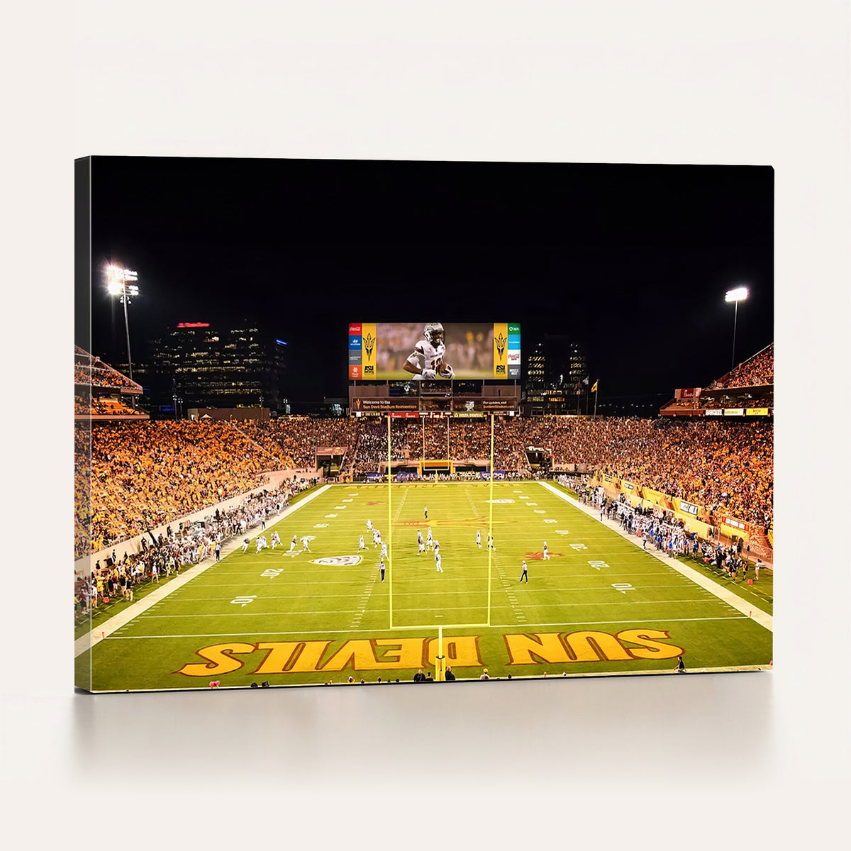 87612-MGV-CV-36X24 - ASU Sun Devils Football Team Print - Phoenix Mountain America Stadium Canvas Print