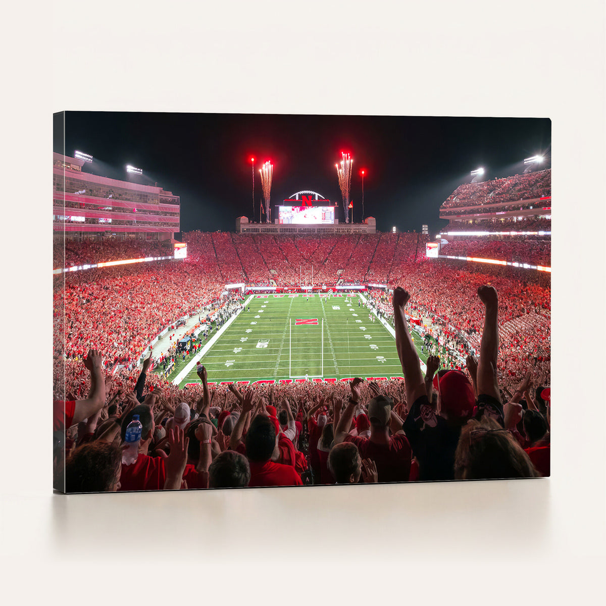 43351-MGV-CV-36X24 - University of Nebraska Cornhuskers Football Team Print - Lincoln Memorial Stadium Wall Art Canvas